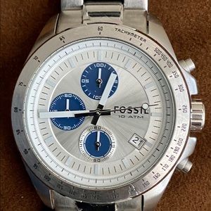 Fossil Mens StainlessSteel SilverChronograph Watch